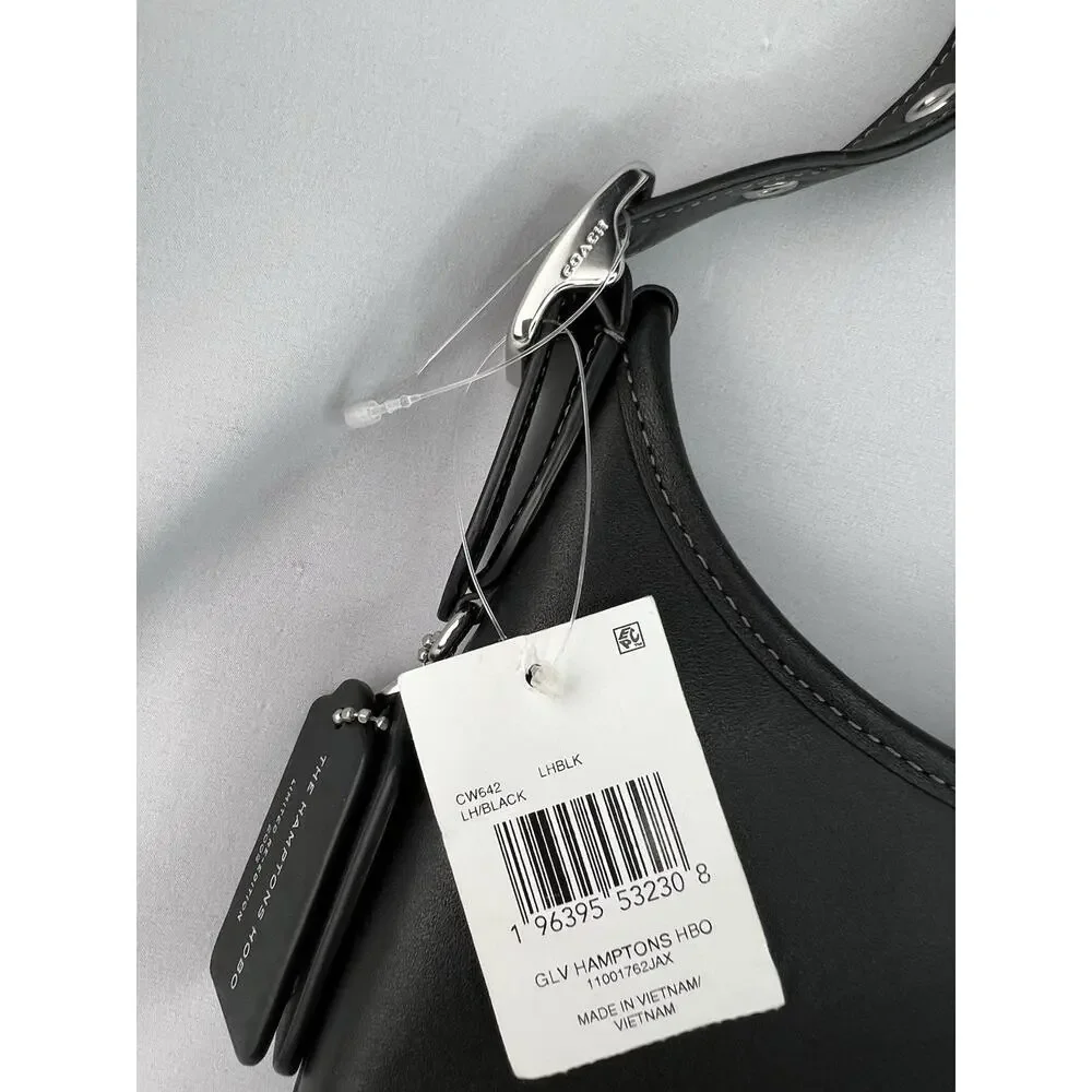 NWOT Coach Hamptons Hobo Bag in Black Glovetanned Leather (CW642)